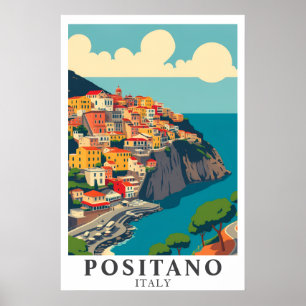 Positano Italien Vintage Reise Amalfi-Küste Kunst Poster