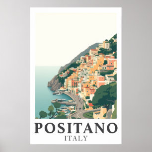 Positano Italien Vintage Reise Amalfi-Küste Kunst Poster
