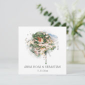 *~* POSITANO Italienisch AR20 UAWG QR Hochzeit Einladung (Stehend Vorderseite)