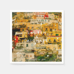 Positano italy landschaftliche Hochzeitsnapkins Serviette
