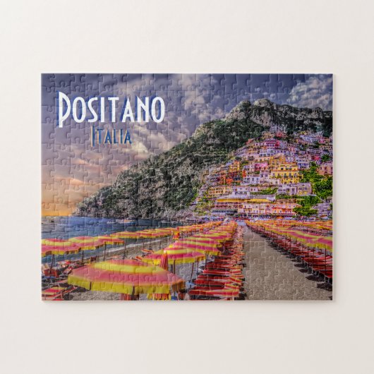 Positano Italy Retro Puzzle (Horizontal)
