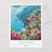 Positano Italy Vintage Travel Postkarte (Vorderseite)