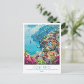 Positano Italy Vintage Travel Postkarte (Stehend Vorderseite)