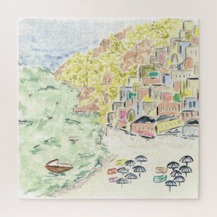Positano Italy Watercolor Jigsaw Puzzle