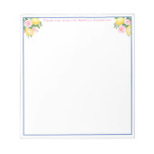 Positano Lemon Pink Floral Personalisiert mit Name Notizblock (Vorderseite)