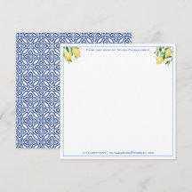 Positano Lemons Blue Tiles Baby Dusche Vielen Dank