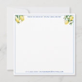 Positano Lemons Blue Tiles Baby Dusche Vielen Dank Mitteilungskarte (Vorderseite)