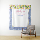 Positano Lemons Blue Tiles Foto Stand Hintergrund Wandteppich (Beispiel)