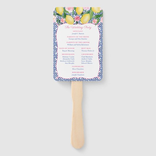 Positano Lemons Blue Tiles Wedding Program Fächer (Rückseite)