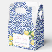 Positano Lemons Cobalt Blue White Pattern Hochzeit Geschenkschachtel (Geöffnet)