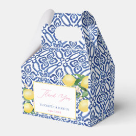 Positano Lemons Cobalt Blue White Pattern Hochzeit Geschenkschachtel