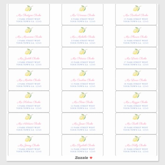 Positano Lemons Guest Envelope Address Labels (Blatt)