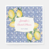Positano Lemons Italian Blue Tiles Brautparty Serviette (Vorderseite)