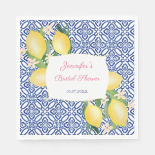 Positano Lemons Italian Blue Tiles Brautparty Serviette