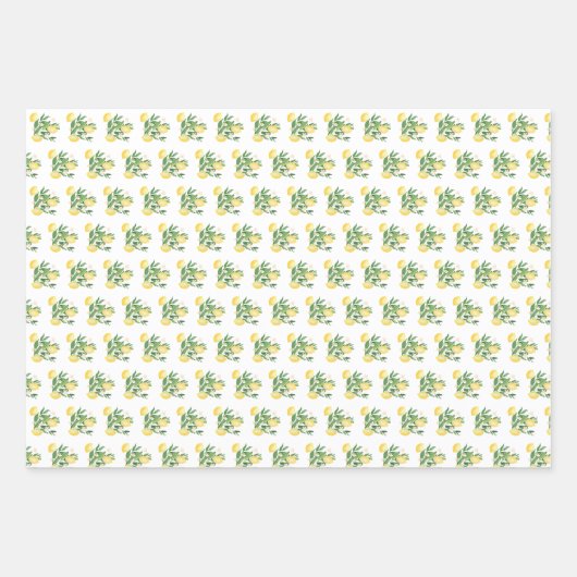 Positano Lemons Monogram Blue White Tile Muster Geschenkpapier Set (Vorderseite 2)