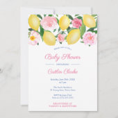 Positano Lemons Pink Roses Girl Baby Dusche Party Einladung (Vorderseite)