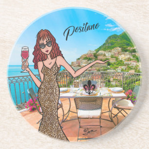 Positano Leopard Woman Stone Untersetzer