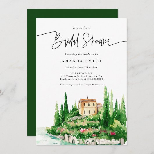 Positano mediterrane Italien Themed Brautparty Einladung (Vorne/Hinten)