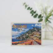Positano Modern Distressed Vintage Travel Postkarte (Stehend Vorderseite)