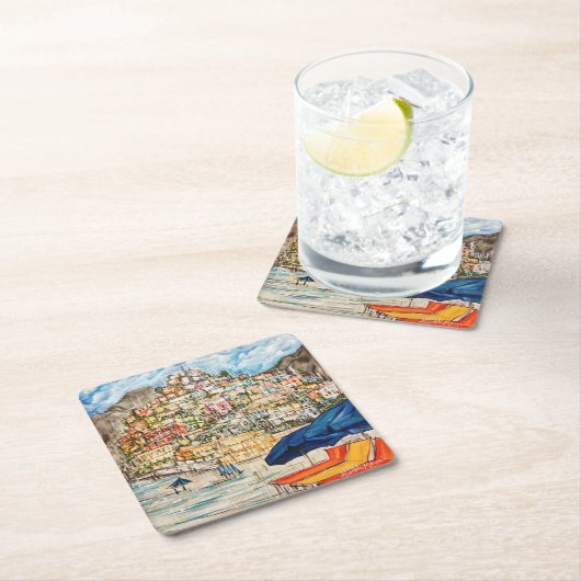 Positano Rechteckiger Pappuntersetzer (Vor Ort)