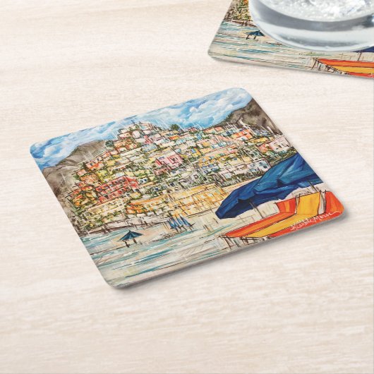 Positano Rechteckiger Pappuntersetzer (angewinkelt)