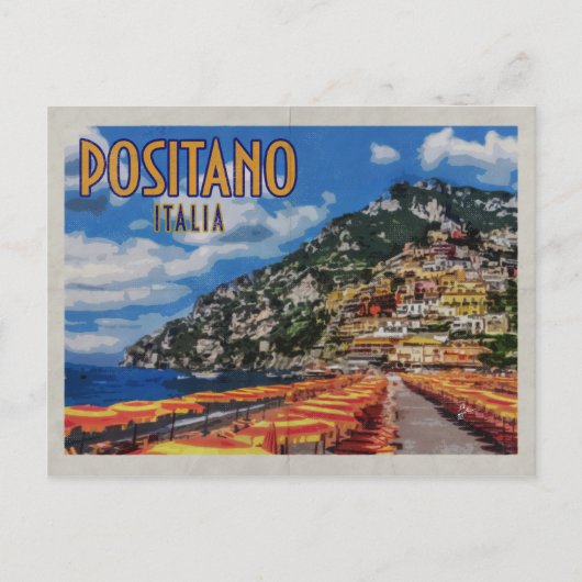 Positano Rücksendeadresse Ruhestörung Postkarte (Vorderseite)