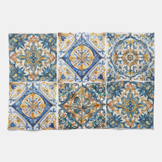 Positano Vintag Italienischer Tile Geschirrtuch (Horizontal)
