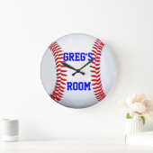 Position des benutzerdefinierten Namens Baseball W Große Wanduhr (Zuhause)