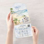 Position des tropischen Palm Tree Beach QR Code All In One Einladung (Abreißen)