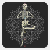 Position von Skeleton Yoga Quadratischer Aufkleber (Vorderseite)
