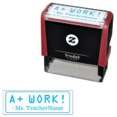 Positiv "A+ WORK!" + Teacher Name Kautschuk Briefm Permastempel (Beispiel)