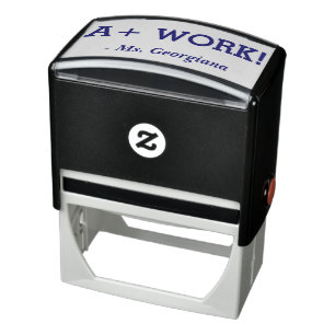 Positiv "A+ WORK!" + Teacher's Name Rubber Briefma Permastempel