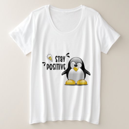 Positiv bleibe mit Niedlichem Funny Pinguin Cartoo Große Größe T-Shirt (Design vorne)