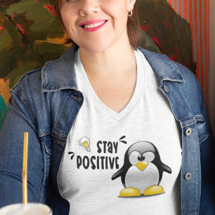 Positiv bleibe mit Niedlichem Funny Pinguin Cartoo Große Größe T-Shirt