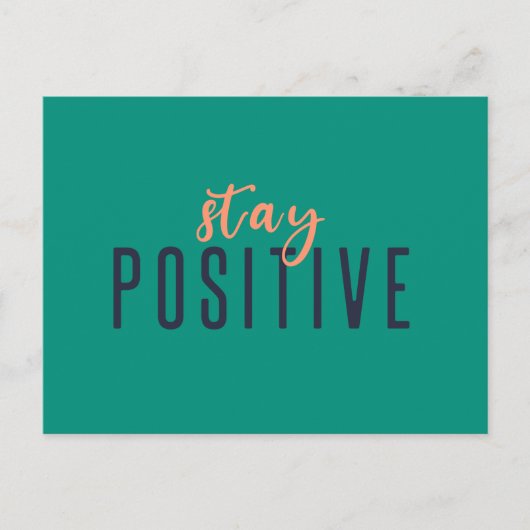 Positiv bleibe | Modernes, trendy grünes Orange Zi Postkarte (Vorderseite)