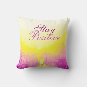 "Positiv Bleibe" Rosa, Gelb, Lilac Pastel Design Kissen