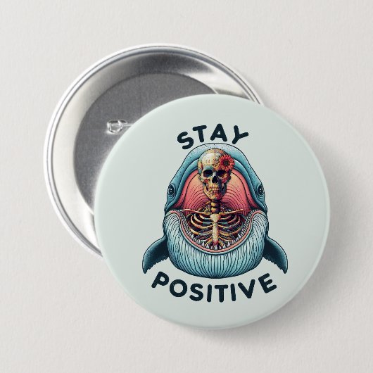 Positiv bleibe Skelett und Wal Button (Vorne & Hinten)