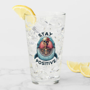 Positiv bleibe Skelett und Wal Glas