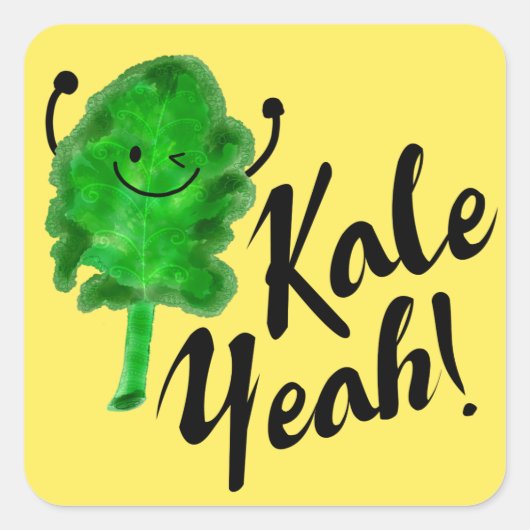 Positiv Kale Pun - Kale Yeah! Quadratischer Aufkleber (Vorderseite)