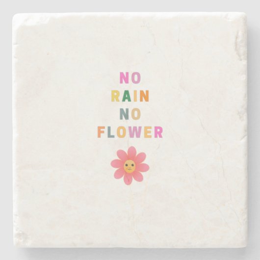 positiv | KEIN REGEN Keine Blume - rosa Blume Steinuntersetzer (Vorderseite)