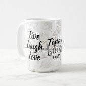 Positiv mit dieser eleganten, weißen Tasse (Vorderseite Links)