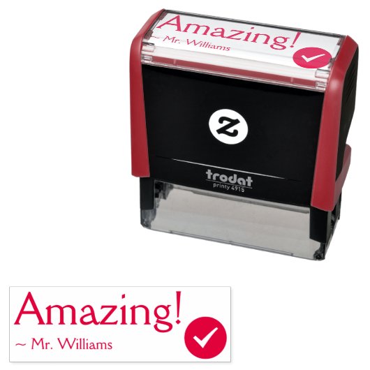 Positiv "Phantastisch!" + Teacher's Name Rubber Br Permastempel (Beispiel)