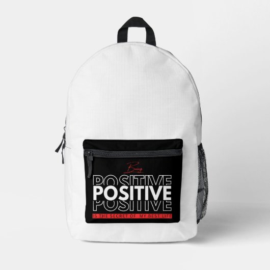 Positiv sein bedruckter rucksack (Vorderseite)