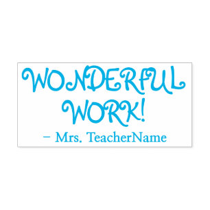 Positiv "WONDERFUL WORK!" + Name des Autors Permastempel