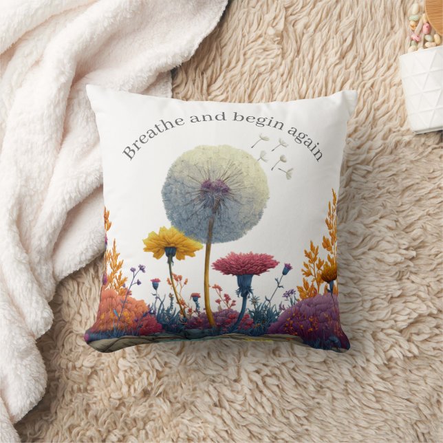 Positive Affirmation Breathe Throw Pillow Friend Kissen (Decke)