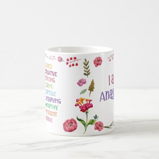 Positive Affirmation Flower Style Kaffeetasse (Mittel)