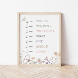 Positive Affirmationen Druck: Wildblumen Wandkunst Poster