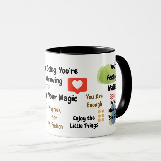 Positive Affirmations Colorful Mindset Mug Tasse (VorderseiteRechts)
