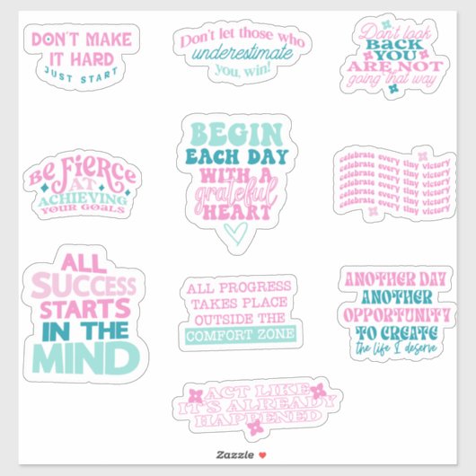 Positive Affirmations Spiegelpack Set von Aufkleber (Blatt)