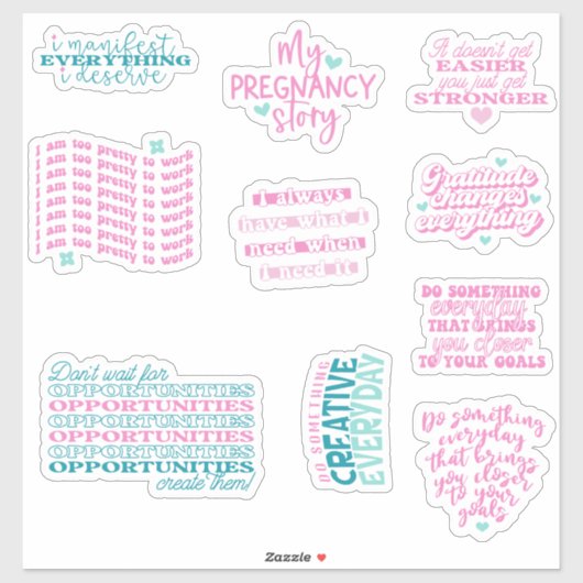 Positive Affirmations Spiegelpack Set von Aufkleber (Blatt)